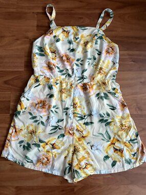 Old Navy yellow floral romper, size M